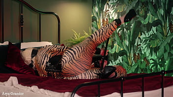 Preview 1 of Kenyan Live Sexwebcam - Big ass moaning MILF in bondage tries to get out,  but...
