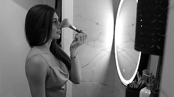 Preview 1 of White Pajama Sex - Curious Brunette Megan Replaces Double Penetration Dildos For Cocks GP2724