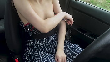 Preview 1 of Indian Mom And Son Loud Sex - A beauty in a dress caresses herself with dilo in the car and cums