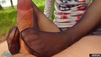 Preview 3 of Larag Xxx - Stranger &amp_ Babe In Pantyhose Leads to Huge Cum Loads