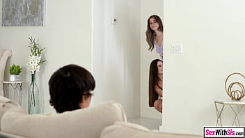 Preview 2 of Nassage Sex Japanese - Teen stepsister threesome with petite bestie and big cock stepbro