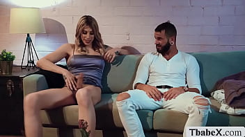 Preview 2 of Big Ass Fucks Horny Sex - Hunk straight guy Johnny fucks busty transexual Casey Kisses