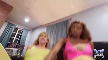 Preview 3 of Momlibnes - DeepThroat Training! Twerkers Cherie Deville and Sizi Sev&#039_s Double BJ!