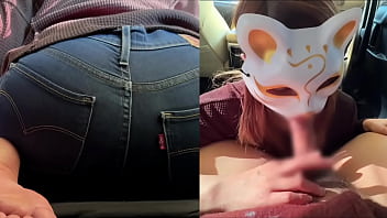 Preview 2 of Massage Mom Netbusty - 旦那が迎えに来たのに側の車の中でお尻を振りながら２連続フェラ抜きする変態人妻