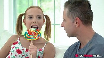 Preview 2 of Proxy Paige On The Couch - Poppy Pleasure never learned not to talk to strangers - FULL SCENE ON http://TeenBracesPorn.com