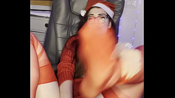 Preview 2 of Hi On Line - horny girlfriend CAROLINA IENA hot fingering in Santa Claus cosplay