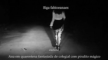 Preview 2 of Sex Ass Nylon - (Trecho) Hotwife safadinha fantasiada de colegial brincando com o pirulito m&aacute_gico.