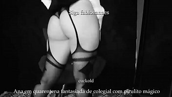 Preview 4 of Sex Ass Nylon - (Trecho) Hotwife safadinha fantasiada de colegial brincando com o pirulito m&aacute_gico.