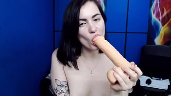Preview 2 of India Karala - Sexy teen with juicy ass is playing with big dildo on webcam