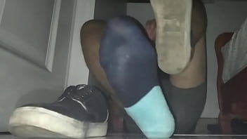 Preview 2 of Group Granny Pool - Blue sweaty socks and barefeet