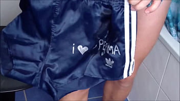 Preview 3 of Mom And Cli9ent - Cum walk with satin nylon shorts