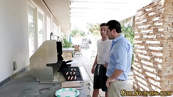 Preview 1 of Kiwi Female - Busty teen sucks big cock and bangs stepdad