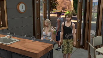 Preview 1 of Cuckold Cleaning6 - Teen Sister Loses Her Virginity to Step-Brother&#039_s Friend - Sims 4