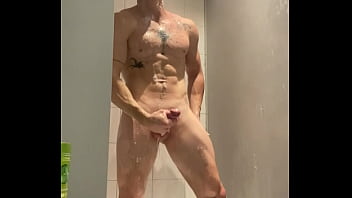 Preview 3 of Blonde With Socks - Hot texas student cums in a gym public shower