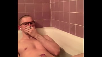 Preview 3 of Blue Bra Kitchen Sex - Big Dick jock moaning a lot jerking in the bathtub pt2