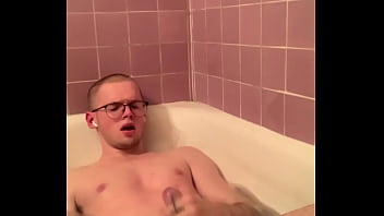 Preview 1 of Blue Bra Kitchen Sex - Big Dick jock moaning a lot jerking in the bathtub pt2