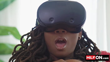 Preview 1 of Muslim Srxx Vidio - Busty blonde horny MILF uses VR porn and her black friend fuck young dude - Hazel Grace,  Sedona Reign,  Franco Styles