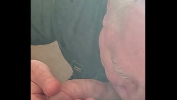 Preview 2 of Japanese Boobfeed To Old Man - Sucking balls