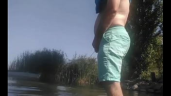 Preview 2 of Hmain - Chubby guy pees in the lake!