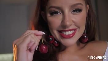 Preview 1 of No Dignity - Petite Young Redhead Vanna Bardot Plays With Her Food In A Messy Striptease in Lingerie Before Masturbating