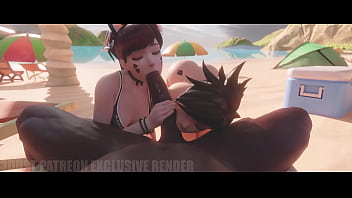 Preview 2 of Brazzers Bdy - Tracer and d.va suck bbc