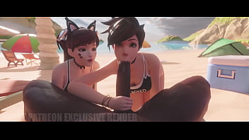 Preview 1 of Brazzers Bdy - Tracer and d.va suck bbc