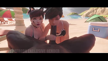 Preview 4 of Brazzers Bdy - Tracer and d.va suck bbc