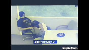 Preview 2 of Tall And Slender Milf - Black Babe Blowjob a dick in office caught on cam