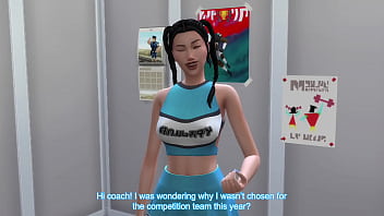 Preview 1 of 22 Salki - Asian Teen Cheerleader Fucks her Male Coach for a spot on the Team - Sims 4