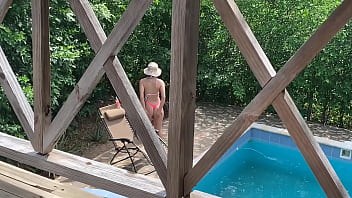 Preview 1 of Tief In High Heels - While my wife is tanning in the pool,  my sister-in-law fucks me on the balcony