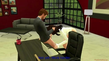 Preview 2 of Girl With Several Man - Sims 4 my real voice,  dominating Boss fuck hot Secretary on desk at office