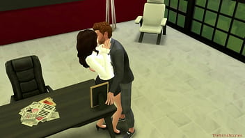 Preview 3 of Girl With Several Man - Sims 4 my real voice,  dominating Boss fuck hot Secretary on desk at office