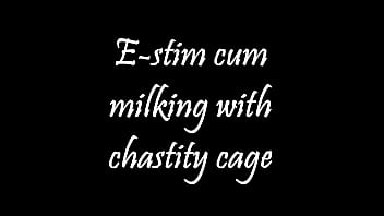 Preview 1 of Mom Sleeping Xvidoesz - Estim electro cum milking with chastity device