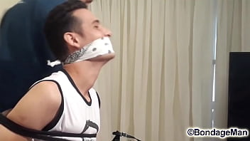 Preview 1 of Live Lagi Kerokan - Thomas gagged many times first time in bondage | free
