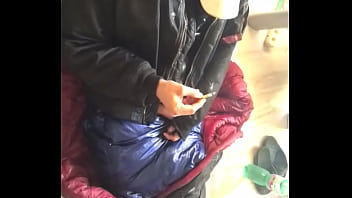 Preview 4 of Sweaty Tubey - Blu jacket piss1