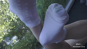 Preview 4 of Shit Duck Videos - Enticing Mistress Legs In White Socks Greets The Morning