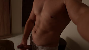 Preview 2 of Mom Son Dads Coming - Fit guy masturbates without even taking off his shorts