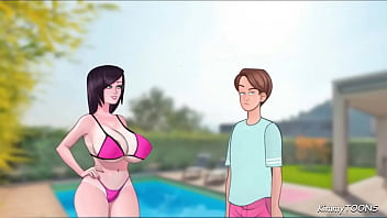 Preview 1 of Massage Jgirl - SexNote - Foot job by the poolside,  with hot neighbour