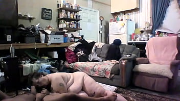 Preview 3 of Peehole Play Dad - Front Room Dick Sucking with Neighbors Watching