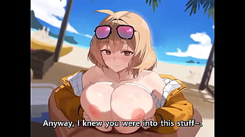 Preview 1 of Brown Skin Asian - [ENG Sub] Anis Paizuri Beach Nikke
