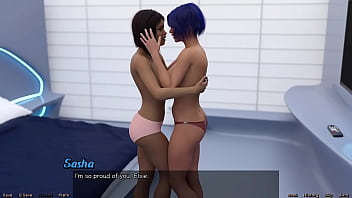 Preview 2 of Indian Blue Saree Lady Sex - Stranded In Space #152 - Cute Virgin Girl Next Door CUMS HARD After Big White Dick And Busty Blue Hair Milf Touch Her