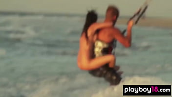 Preview 3 of Indian Girls Fucking Rape - Big boobed naked blondie Dani Mathers and her badass GFs like kite boarding