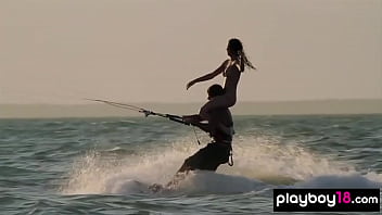 Preview 4 of Indian Girls Fucking Rape - Big boobed naked blondie Dani Mathers and her badass GFs like kite boarding