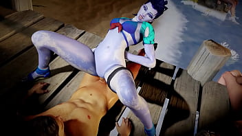Preview 2 of Sucking Nudges - Widowmaker Sex on the Beach | Overwatch Porn Parody