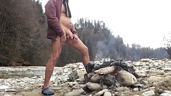Preview 1 of Sma Buka Baj - springbreaker nudist with cock ring at a bonfire