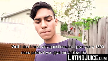 Preview 2 of The Son Husband And Son Mather - LatinoJuice.com - Straight guy Ariano maintains eye contact with me while he blows my big dick