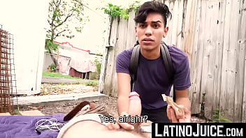 Preview 3 of The Son Husband And Son Mather - LatinoJuice.com - Straight guy Ariano maintains eye contact with me while he blows my big dick