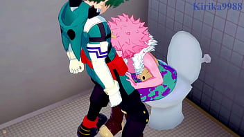 Preview 1 of Sexy Suny Bf - Mina Ashido and Momo Yaoyorozu and Izuku Midoriya intense sex. - My Hero Academia Hentai