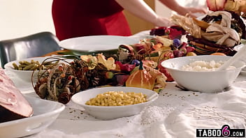 Preview 1 of Penetration Native Great Footjob - Thanksgiving dinner prepared by BBW stepmom Codi Vore for her black stepson