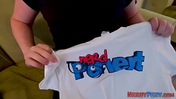 Preview 2 of Girl Show Her Tits For Money - Horny brit sucks nerds dick